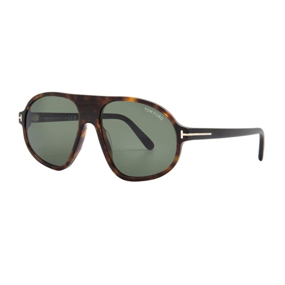 Tom Ford Sunglasses Aviator Full Rim, Dark Havana Frame and Green Lens FT117852N